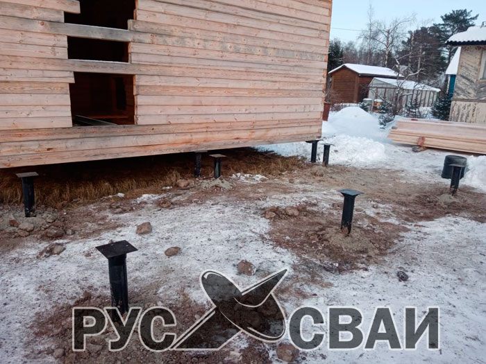 пристройка на винтовых сваях в васкелово